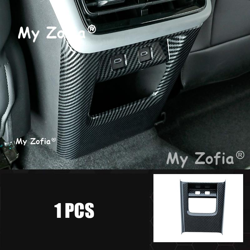 For Geely Galaxy E8 2025 2026 Car ABS Carbon Fiber Rear Seat Armrest Air Condition Cover Trim Vent Protector Anti-kick Frame