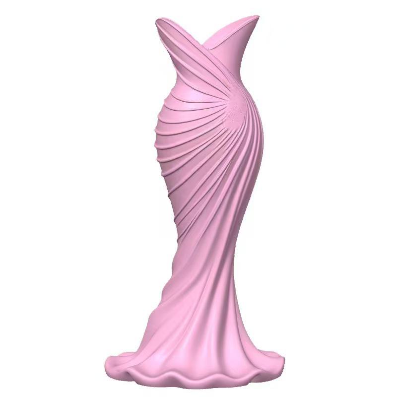 3D Kleid Vasen Ornament: Modernes, Hochwertiges Blumenarrangement Kunstwerk