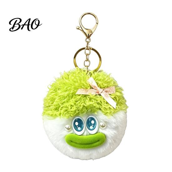 Plush Bag Ornament Cartoon Curly Hair Head Keychain, Keychain with Metal Clasp, Key Accessory Backpacks Handbags Keys Decorative Pendant for Men Women