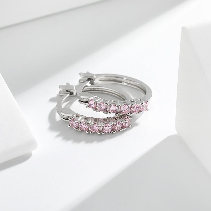 Niche Diamond Ear Buckle, Simple and Versatile Temperament Earrings, Colorful Sapphire Earrings