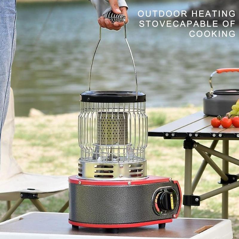 Indoor Outdoor Dual Heater Stove for Camping Tent Adjustable Gas Flame Piezo Ignition Lightweight Portable with Metal Handle
