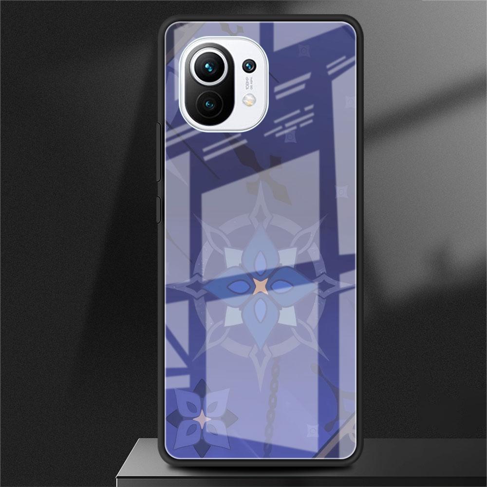 Genshin Impact Logo Glass Case For Xiaomi Poco X3 NFC 11 Lite 11T F3 M3 For Redmi Note 11 10 9 8 Pro 10S 9S 9A 9C Phone Cover