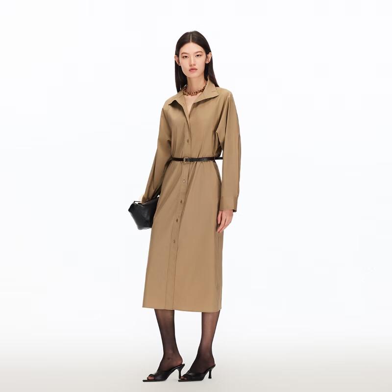 VEROMODA 2026 Spring Stand Collar Belted Pleated Slit Midi Dress