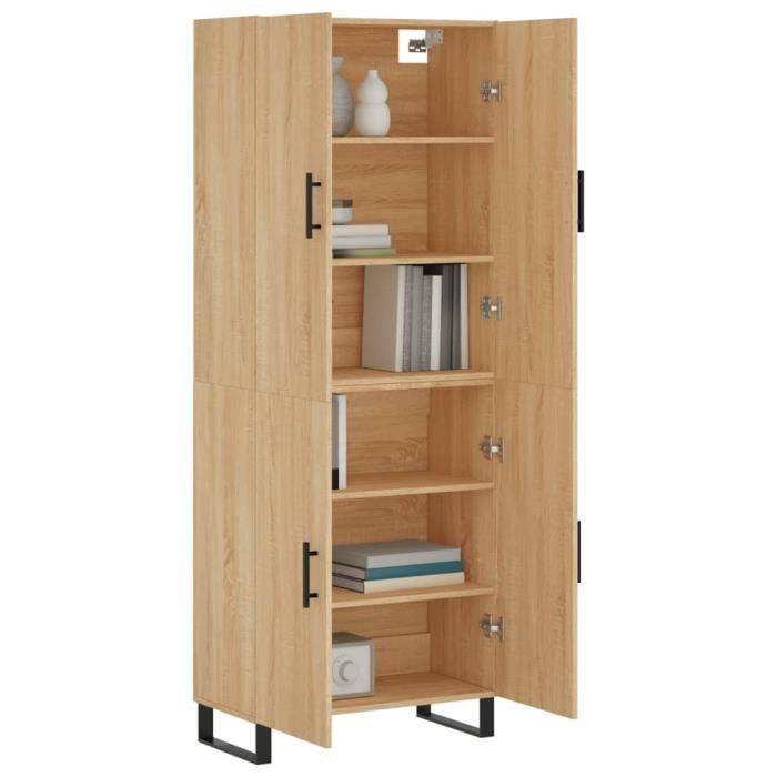 VidaXL Buffet haut Chêne sonoma 69,5x34x180 cm Bois d'ingénierie 3195702