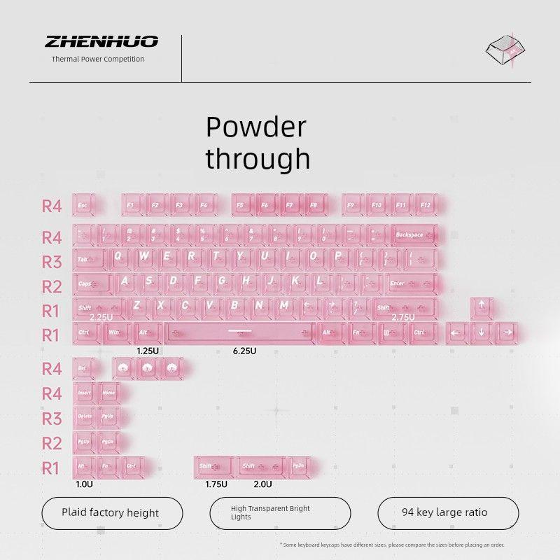 

Zhen Тепловая Энергия Конкурс Туман сквозь Колпачок Клавиши Позитивная Гравировка Боковая Гравировка Поверхность с Эффектом Тумана Прозрачная и Полупрозрачная Клавиатура Wooting Bee 68/108 Powder through key cap (engraved)-94 matching