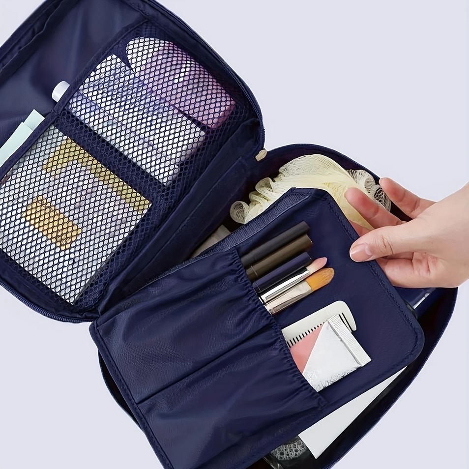 1pc-Portable Travel Makeup Bag Waterproof Multi Compartment Multifunctional Cosmetic Make Up Toiletry Organizer