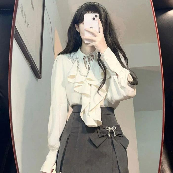 

Элегантный комплект из двух предметов: рубашка и юбка в гонконгском стиле для женщин Extra Extra Large