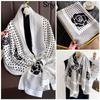New Spring and Autumn Retro Floral Cranes Temperament Simulation Silk Large Long Scarf Sunscreen Outwear Shawl Female Silk Scarf