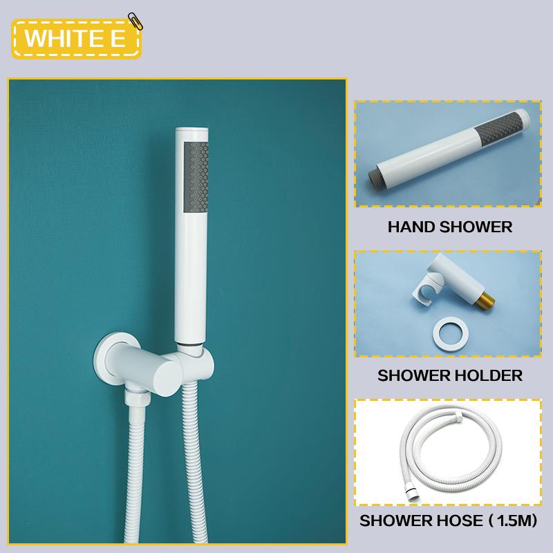 Brass White Handheld Shower Head Bathroom Round and Square Adjustable Stand Handheld Shower Head Wall Mounted Faucet Accessories