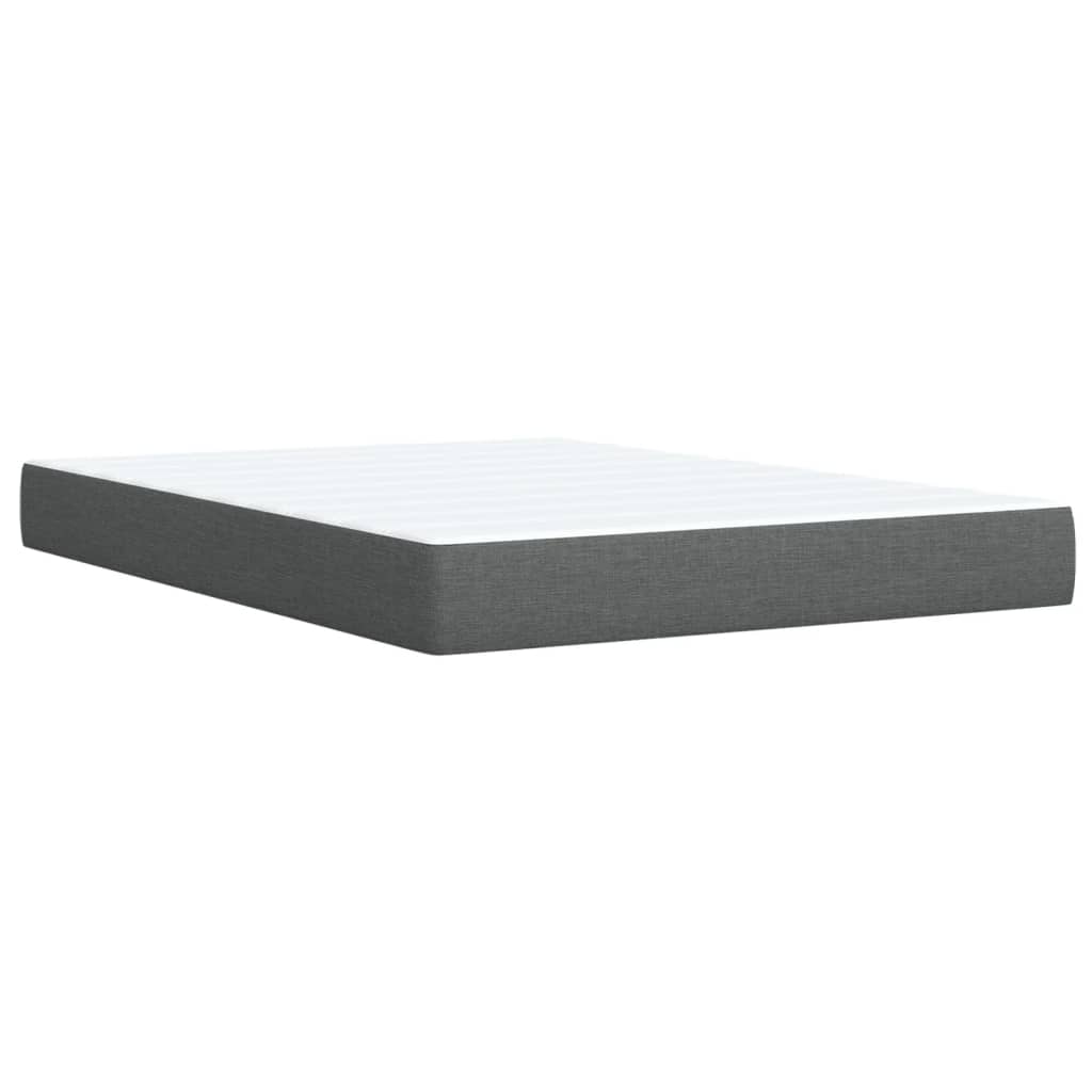 Box Spring Bed with Mattress Dark Grey 140 X 190 Cm Fabric
