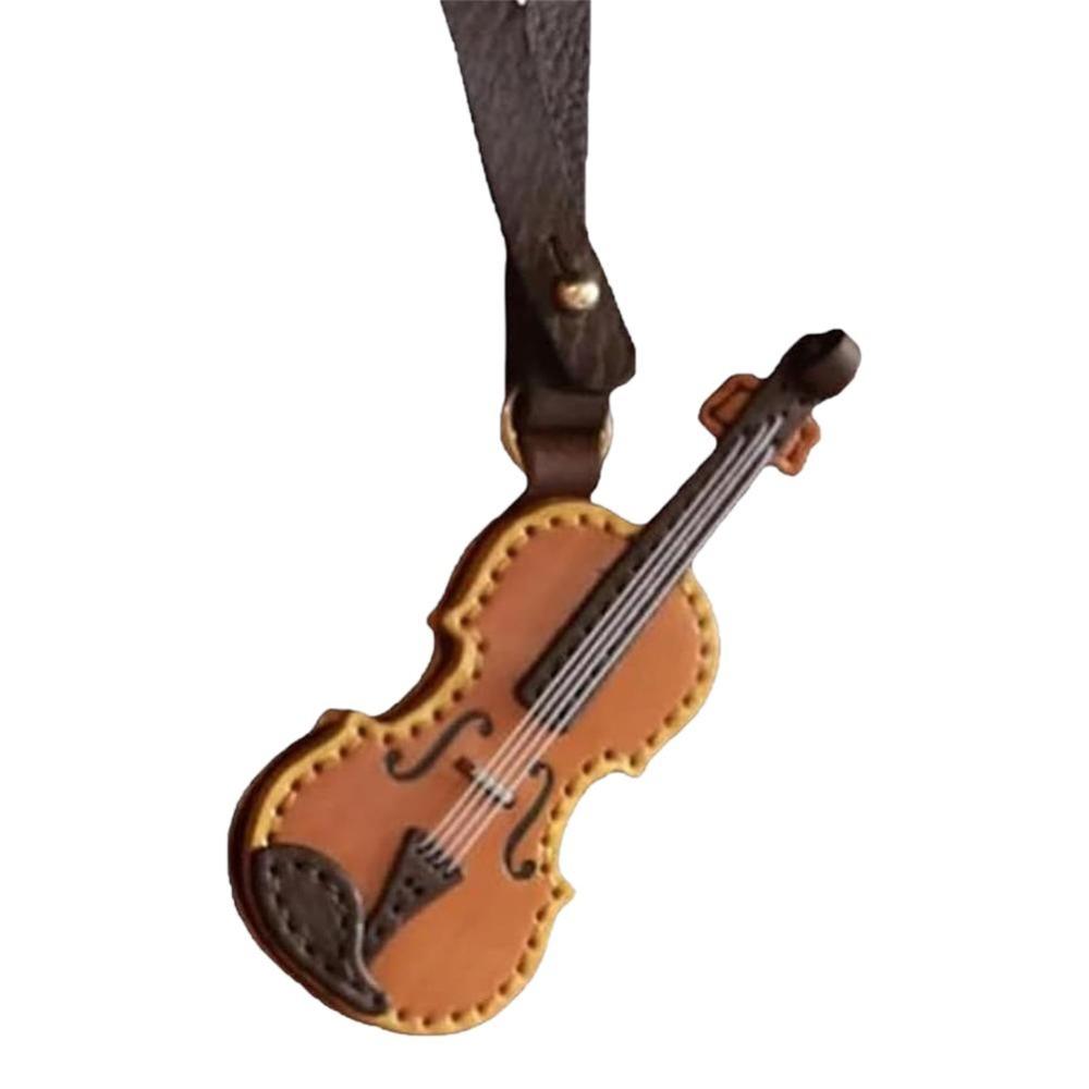 PU Leather Musical Instrument Keychain Creative Bag Pendant Mini Vintage Violin & Cello Keychain