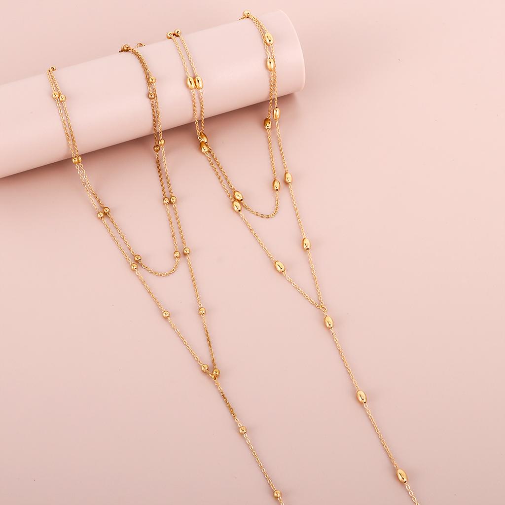 Light Luxury Niche Design Sense Y-shaped Necklace Simple Personality Rice Bead Collarbone Chain Item Decoration