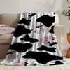 1pc Cartoon Cow Theme Pattern Blanket, Polyester Fabric, Machine Washable, Suitable for Bedroom and Living Room