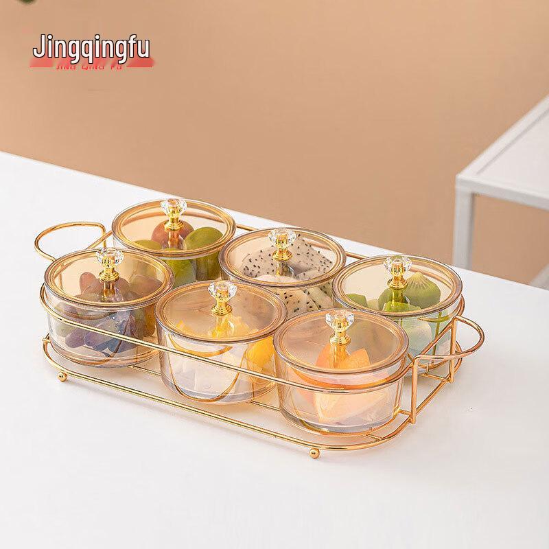 Geteilter Glas-Snack-Server mit Goldständer