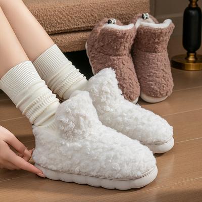 High-Top Samt-Baumwollpantoffeln, Paare können Taschen und warme neue einfache lässige Heim-Flausch-Baumwollstiefel tragen