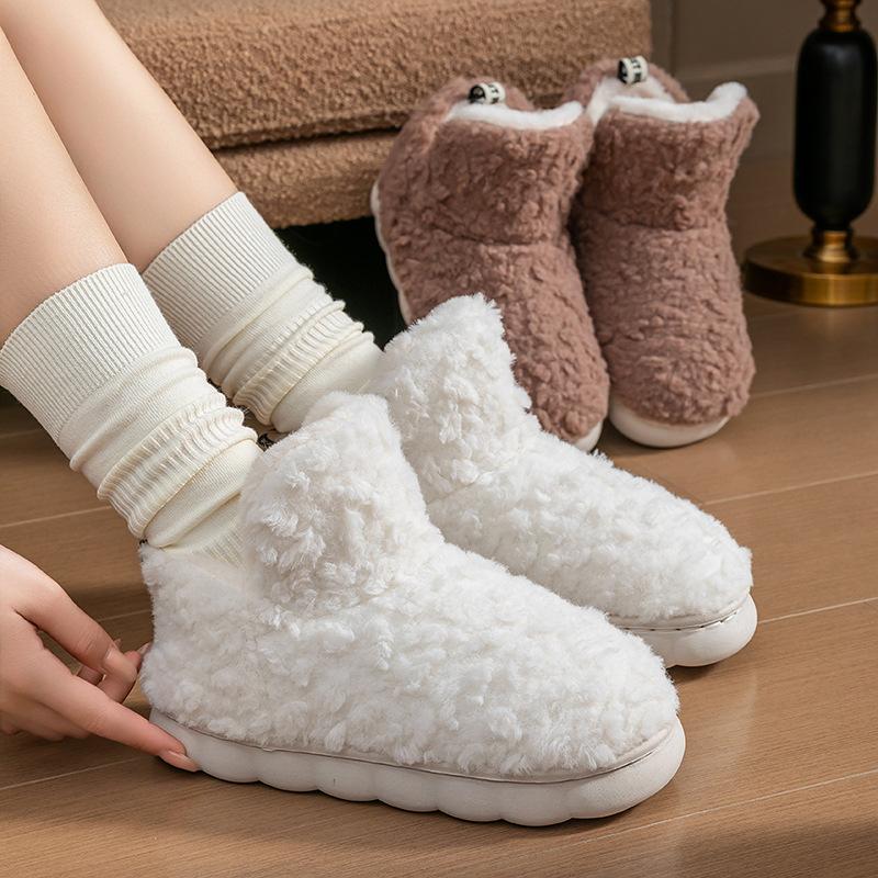 Simple solid color bag heel cotton slippers autumn and winter wear soft-soled non-slip velvet warm snow cotton shoes