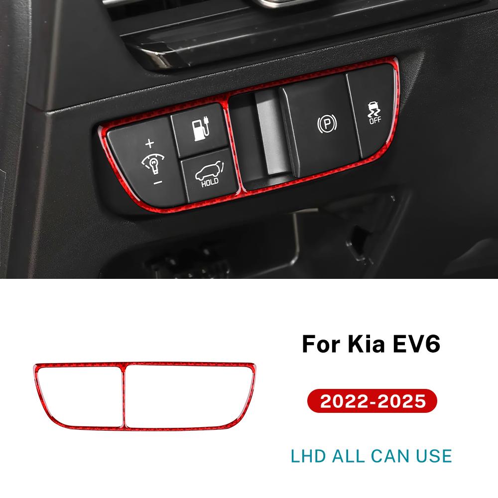 Echter Weicher Karbonfaser-Aufkleber für Kia EV6 GT EV 2022 2023 2024 2025 LHD RHD Auto Scheinwerfer Knopfschalter Dekor Innenverkleidung