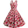 Vintage Retro Print Large Swing Skirt Suspender Dress for Women