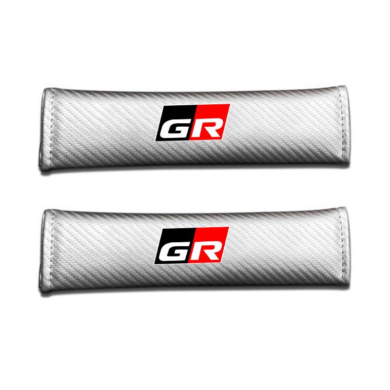 For Toyota GR 86 Supra Yaris RAV4 Prius Corolla C-HR Auris TRD 2pcs Carbon Fiber Leather Safety Belt Shoulder Cover Accessories