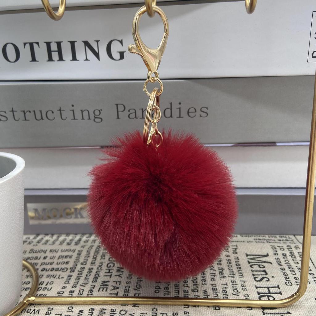 Auf Lager 8cm Kunstkaninchenfell Pompom Schlüsselanhänger - Plüschkugel Anhänger für Taschen und Kleidung