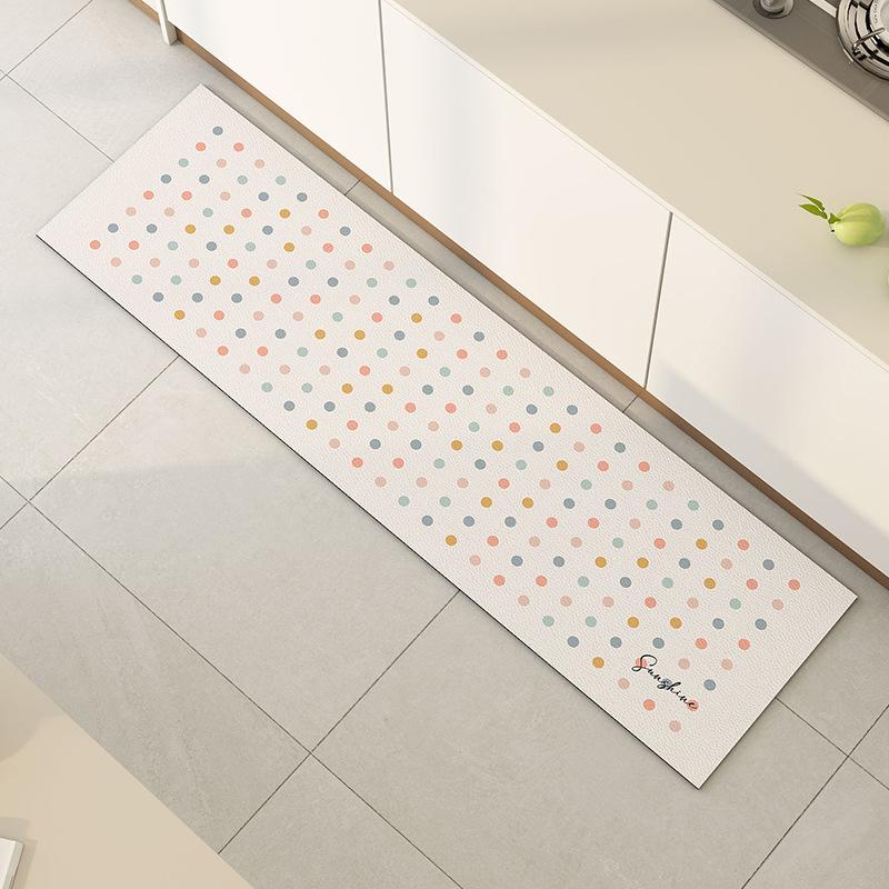 Cream wind kitchen floor mat household leather can be scrubbed leave-in, water-absorbing and oil-proof foot cushion non-slip and dirt-resistant 45*75
