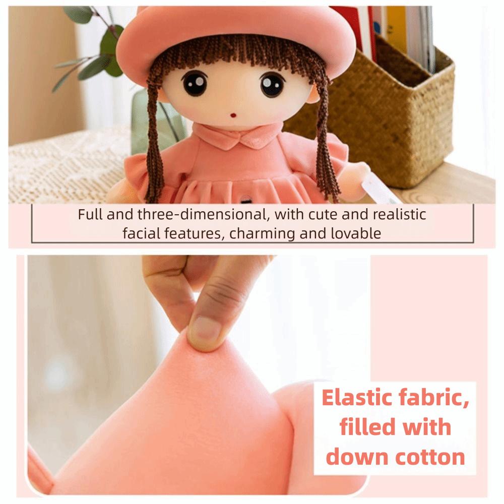 Cozy Cuddle Soft Plush Baby Doll Girl with Hat Skirt Plush Baby Doll Cute Sweetheart Rag Doll Gift