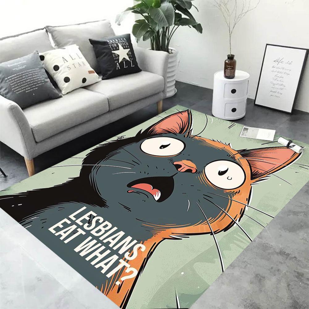 Cartoon Retro Cat Carpet Rug for Bed Room for Living Room Bedroom Decor Gamer Rug Man Cave Floor Mat Gaming Room Accessory