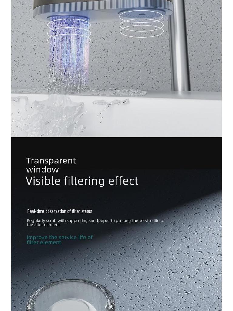 Purificator de apă pentru robinet de bucătărie, filtru de declorinare și rezistent la stropire