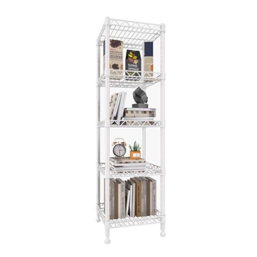 

5 Tier Standing Shelving Metal Units Adjustable Height Wire Shelf Display Rack for Laundry Bathroom Kitchen 11.8 W x 11.8 D x 5 United States