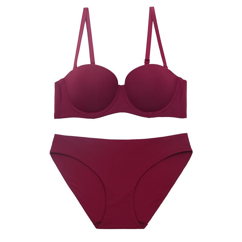 Summer sexy seamless underwear half cup smooth non-slip strapless underwear small breasts gather anti-sagging bra
