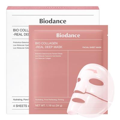 Bio Dance Official Collagen Real Deep Mask (4 Sheets) Face Pack Hydrogel High Moisturizing Firmness Radiance Pore Care Non-greasy Dry Sensitive Skin