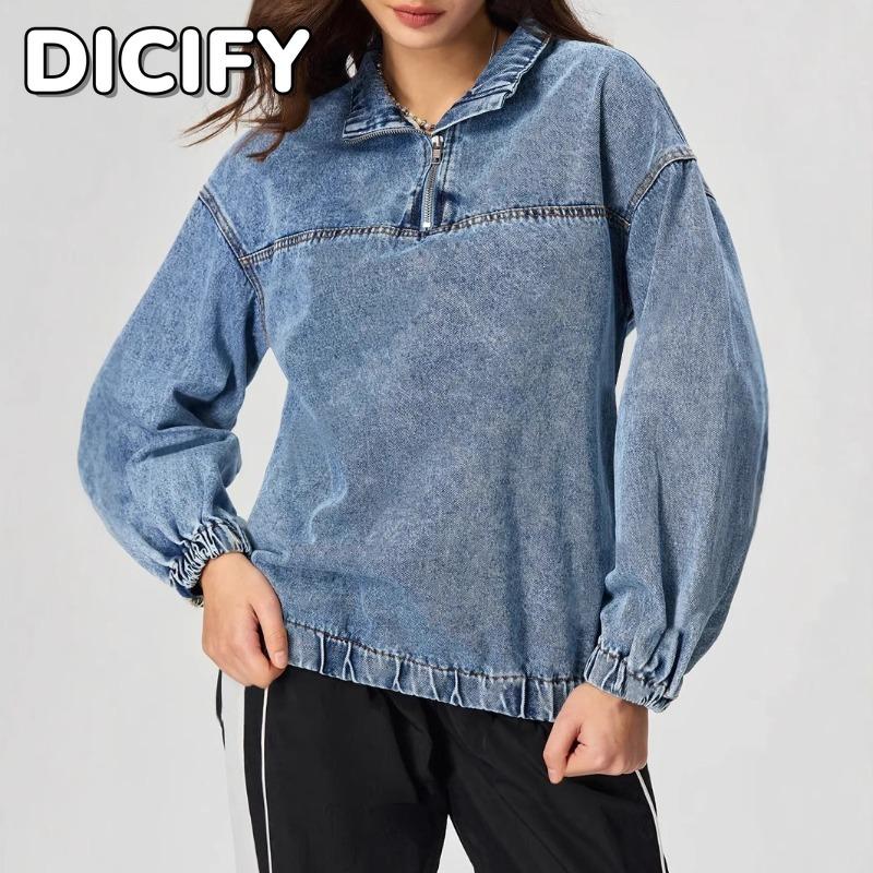 DICFY Dámské Vintage Ležérní Jednobarevný Potisk Podzim Zima Dlouhý Rukáv POLO Límec Bundy & Kabáty