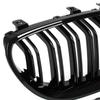 BMW 5 E60 / E61 03-10 Kühlergrill zwischen den Scheinwerfern (Nieren) Set links + rechts SCHWARZ GLÄNZEND DOPPELSTREBE GEKRÜMMTE LAMELLEN