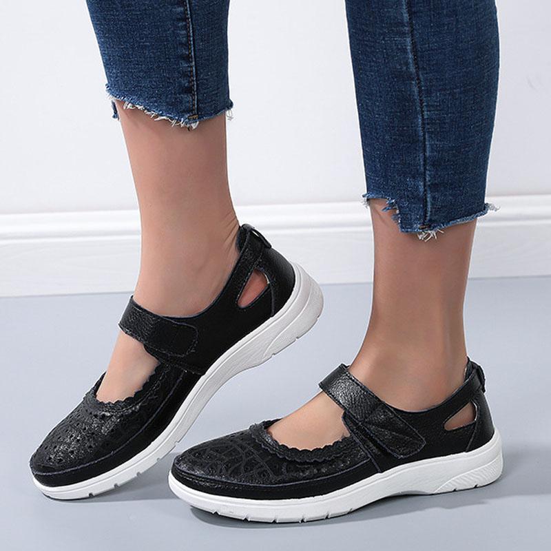 Female Sandals 2025 New Summer Breathable Sandals Women Genuine Leather Cutout Flat Platform Casual Shoes Size 42 WSH4372