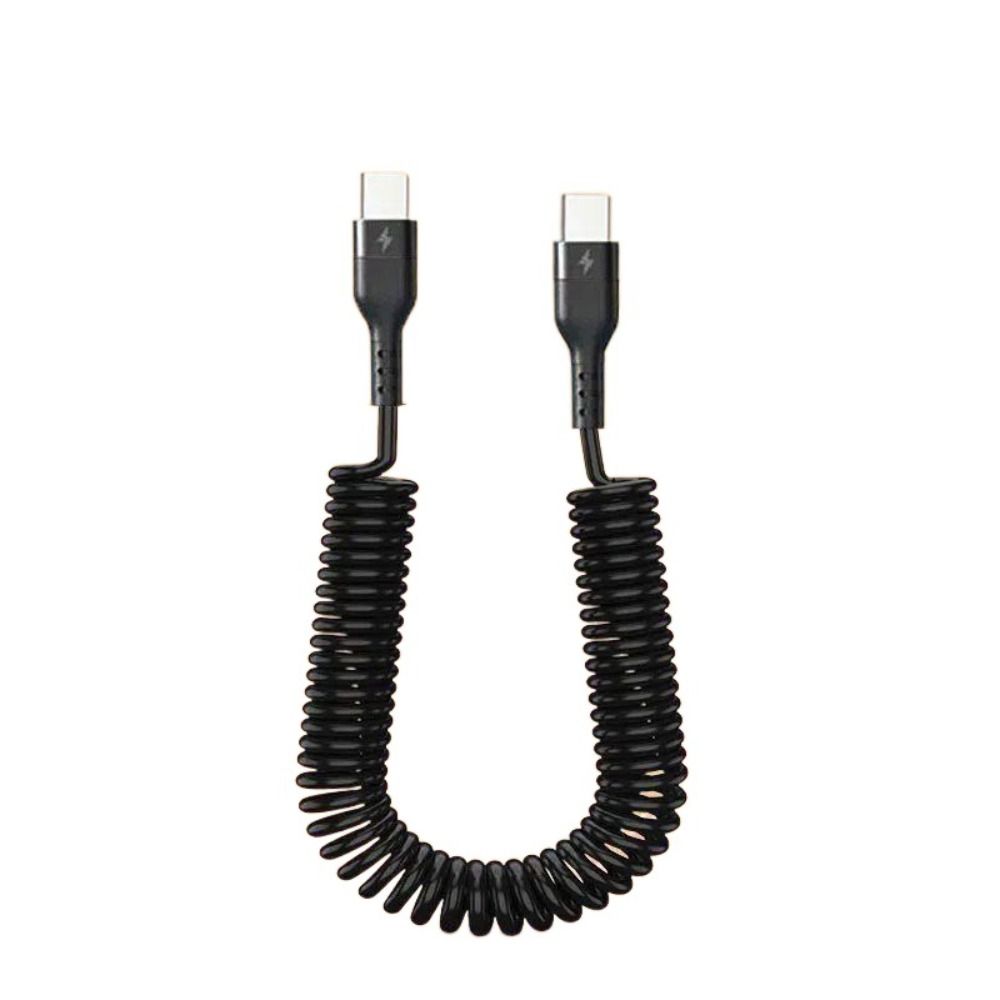 

Пружинный кабель для передачи данных Type C - Type C PD120W Зарядный провод Новый кабель для зарядки мобильного телефона 1m чёрный