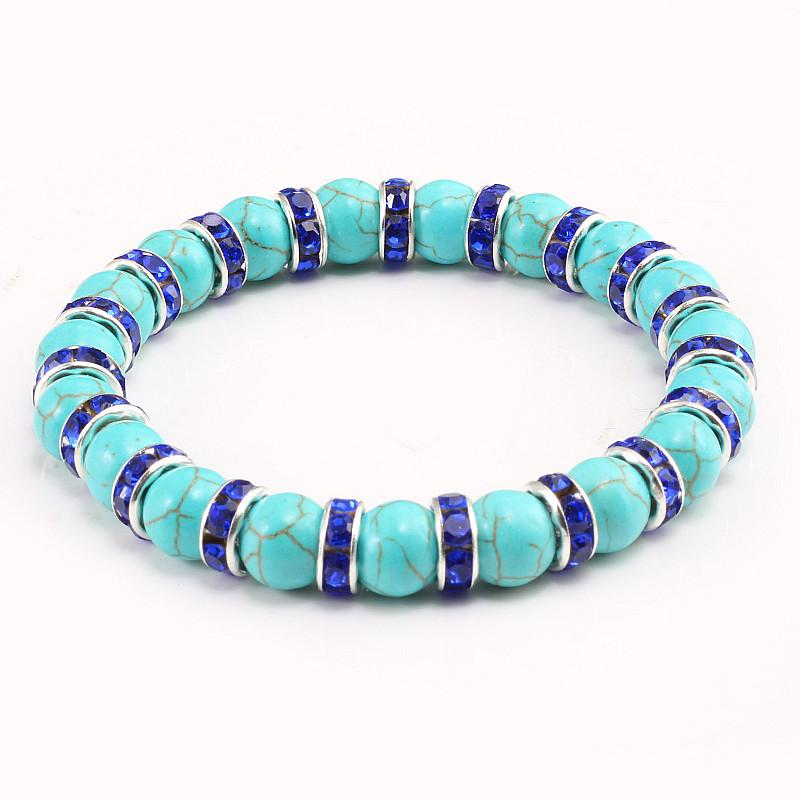 Blue Beaded Bracelet Charm Natural Stone Crystal Septa Stretch Women Bracelets & Bangles Fashion Yoga Jewelry Couple Gifts