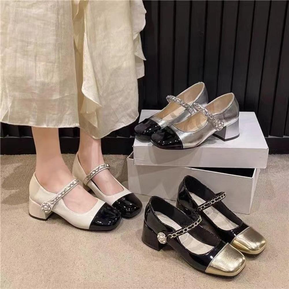 2025 Spring Autumn Women's New Vintage Mary Jane Flat Shoes Shallow Square Toe Large  Women's Shoes