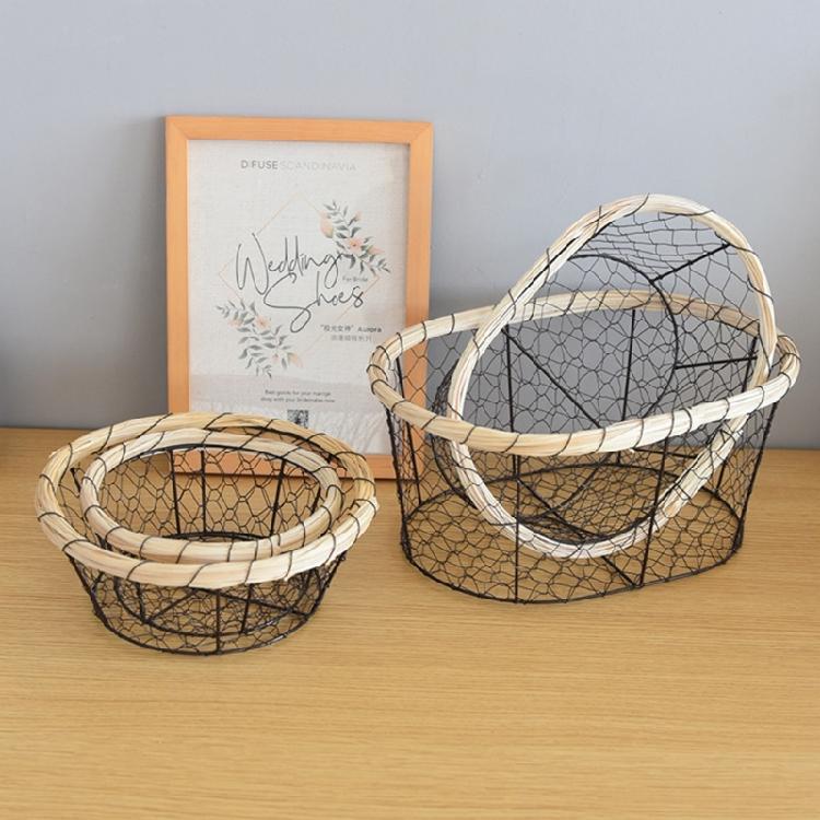 Round/Oval Shaped Wire Basket Space Saving Basket Fruit Holder Decorative Food Storage Solution Kitchen Accessory