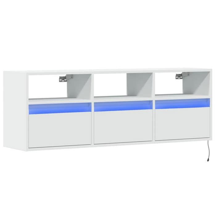 VidaXL Wall-Mounted TV Stand with LED Lights White 130x31x45 Cm 852341