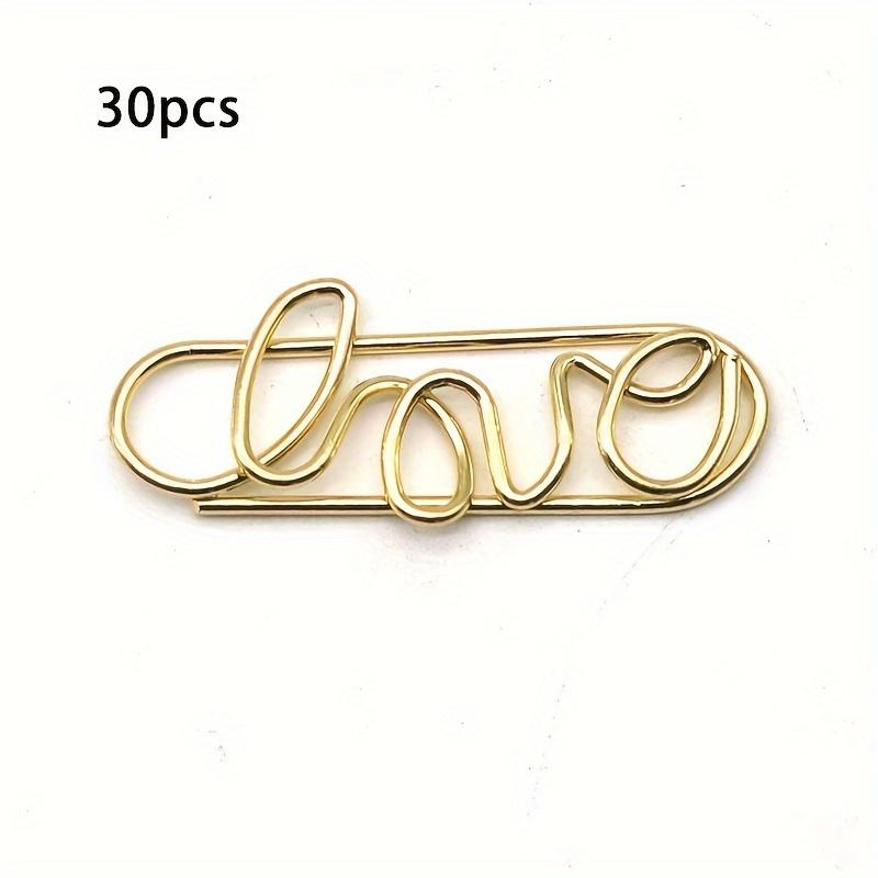 30Pcs Cute Paperclips Metal Paper Clips Love Heart Shapes Bookmarks Planner Clips for Office School Wedding Supplies