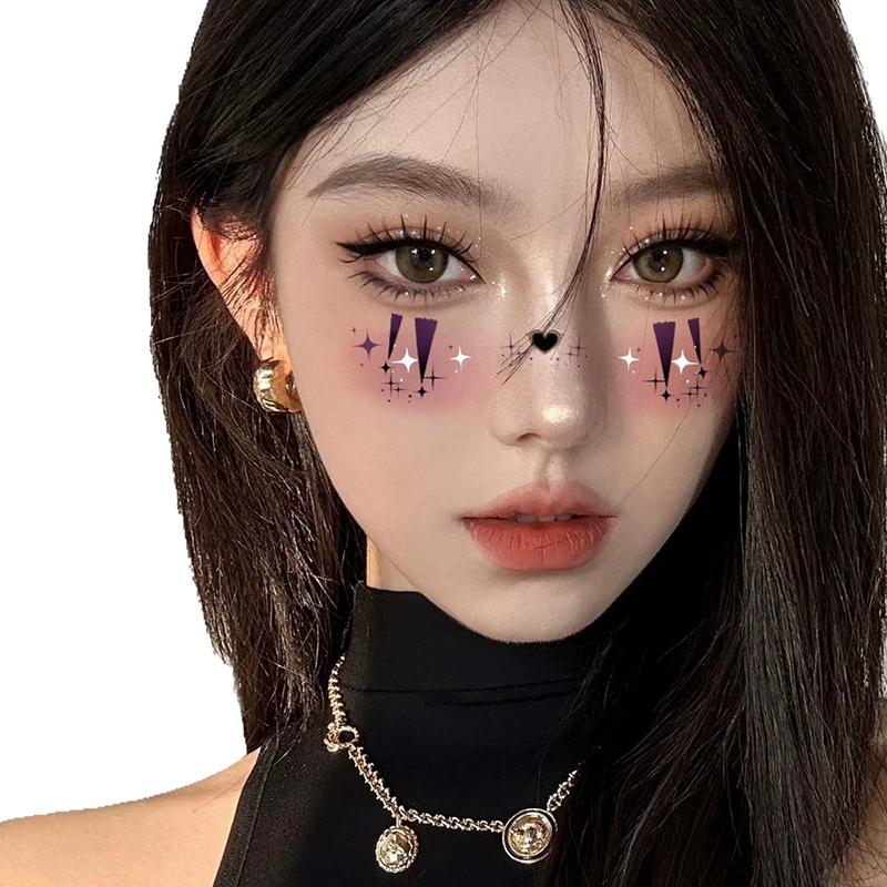 10 Stück Halloween Vampir Fledermaus Unechte Sommersprossen Temporäre Tattoo Aufkleber Für Kind Frau Heißprägung Sommersprossen Make-up Party Gesicht Make-up