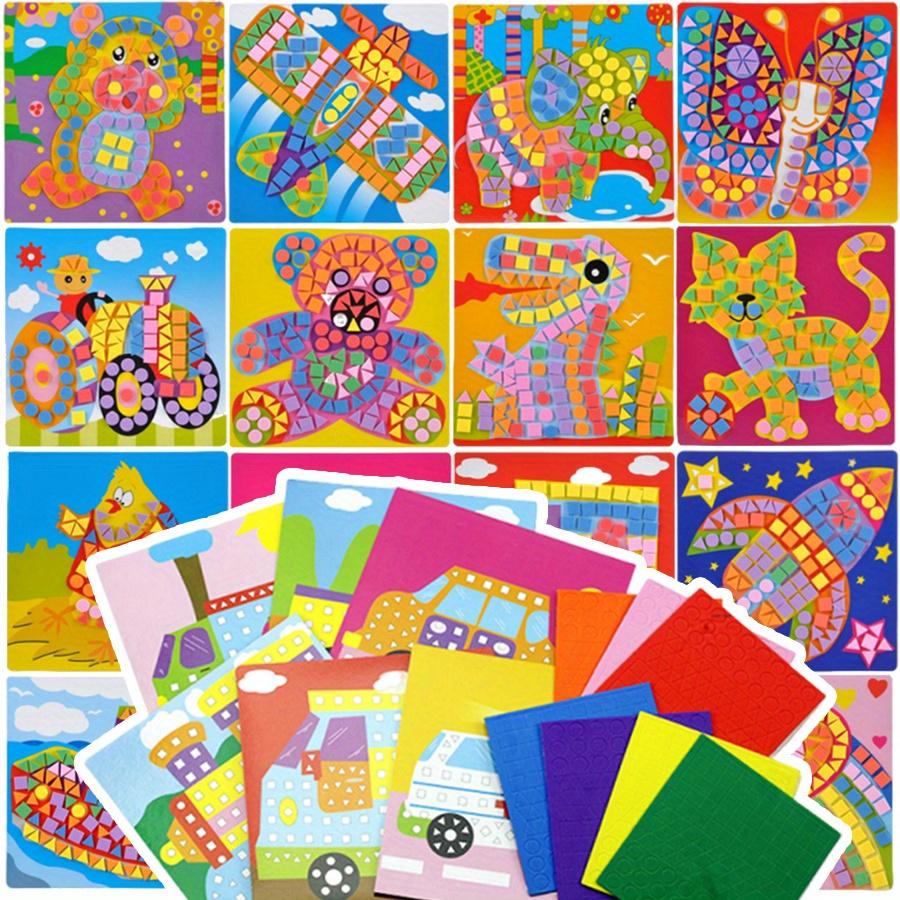 6/12pcs DIY Mosaic Painting Kit Vibrant 3D EVA Foam Stickers Craft Cartoon Animals Vehicles Create Wall Art Home Decor JXB