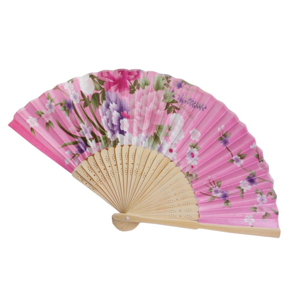 Folding Fan Classical Wood Hand Held Dancing Fan Chinese Style Room Decoration Gift Craft Performances Fan Wedding Supplies
