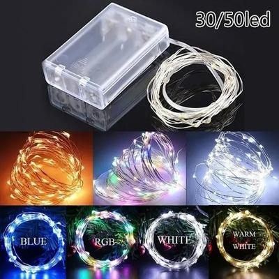 30/50LED 3M/5M LED Battery Powered Festival Lights String LED Copper Wire Fairy String Light Christ