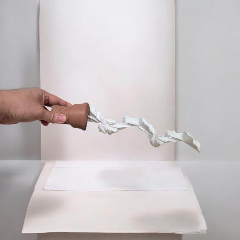 Ice Cream Desk Decors Toy, Stretchable 3D Printed Stress Relief Sensory Fidgeting Figurine for Students, Work Desks, and Shelf Display
