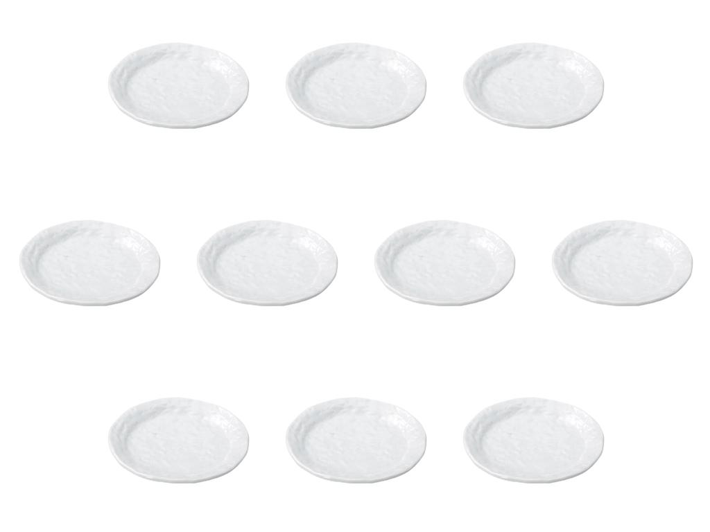 Set of 10 White Rough Stone 17cm Round Plates Side Plates Setomonohonpo [17×2cm]