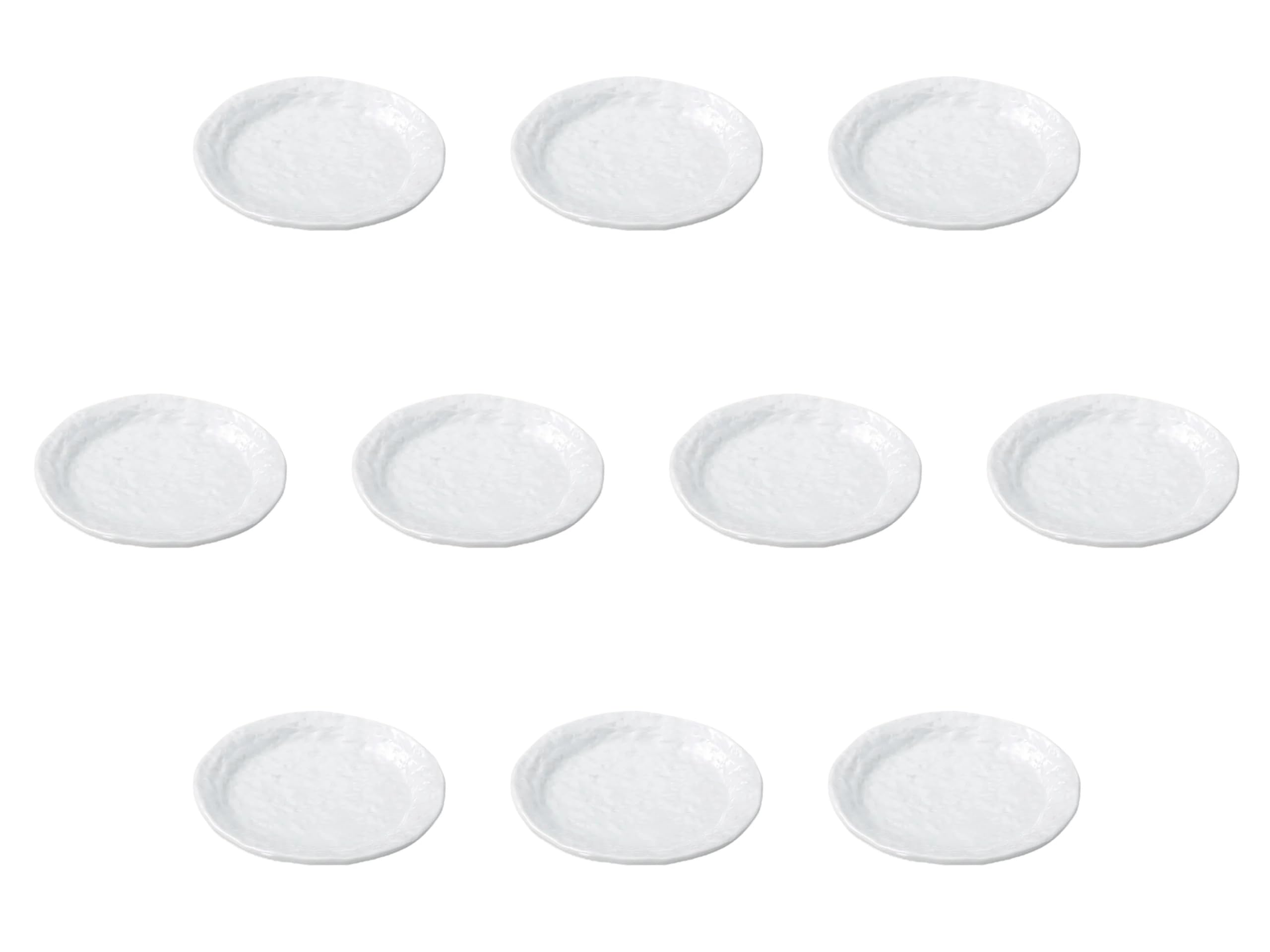 

Set of 10 White Rough Stone 17cm Round Plates Side Plates Setomonohonpo [17×2cm]