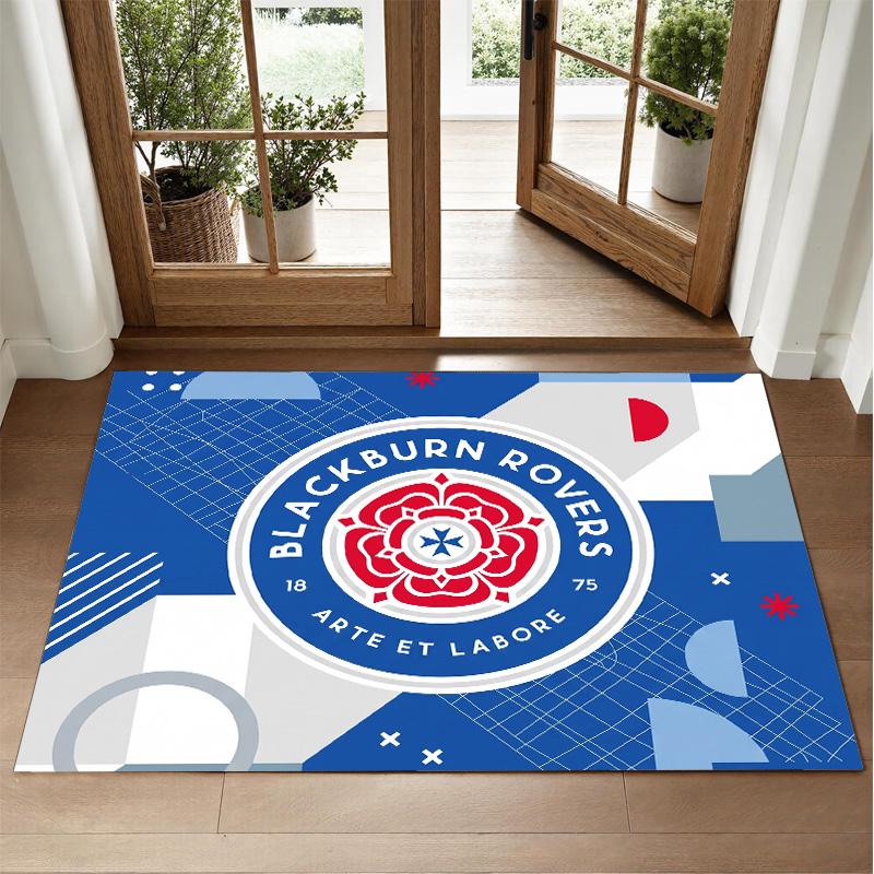 Blackburn Rovers Football Design Crystal Velvet Rug Soft Decorative Mat for Bedroom Entrance