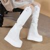 Fashion 14CM High Leather Boots Thin Legs and Sexy Fashion Winter Ribbon Muffin Thick-soled Women's Boots Womens Boots