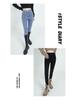 Women's Thickened High-Waisted Skinny Jeans, Double Button, Plus Velvet, Korean Style, Warm Stretchy Slim Fit Pencil Pants for Autumn/Winter